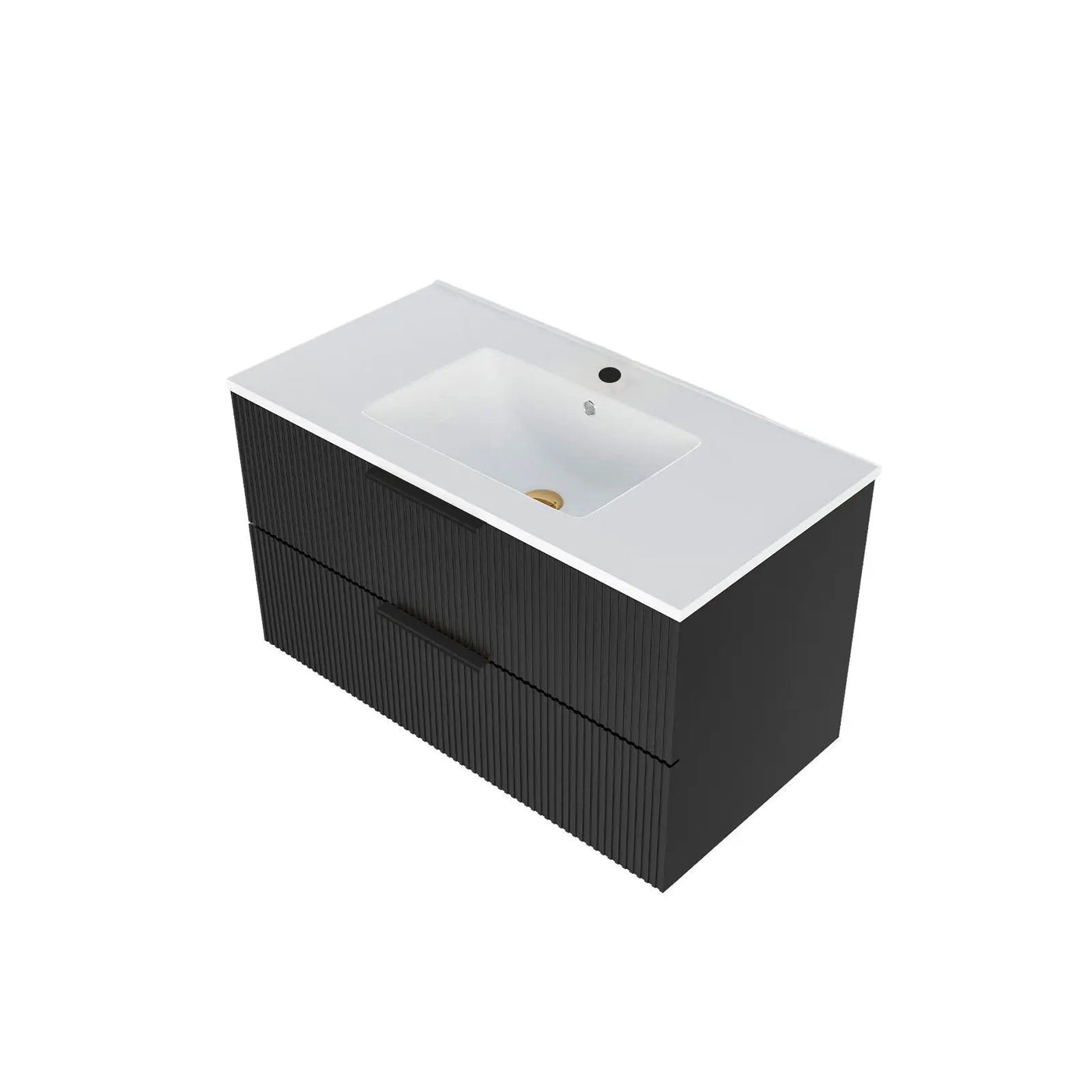Modern Wall Mounted Floating Bathroom Vanity With Sink And Drawers by HouseOfZazla