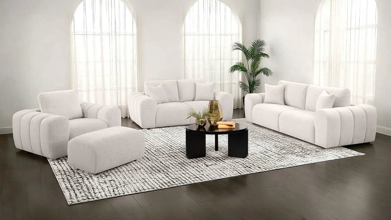 Burnett Chenille Upholstered Ottoman Ivory by Unique Piece Furniture