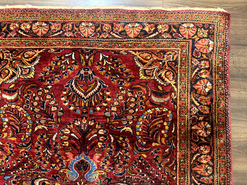 Persian Lilihan Rug 5x6, Red, Floral, Antique Persian Carpet by Jewel Rugs