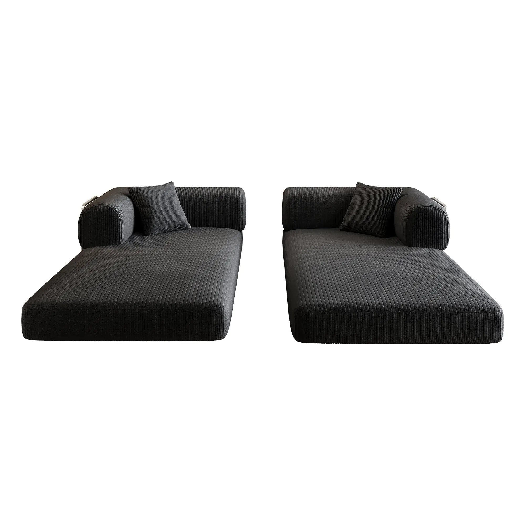 78.8' Compression Sofa,Convertible Floor Sofa Bed-with Pillow Back Support Armrest,Comfy Futon Couch Sleeper Bed,Loveseats Boneless Modular Sectional Sofa,Corduroy fabric,for Living Room,Bedroom,Black by HouseOfZazla