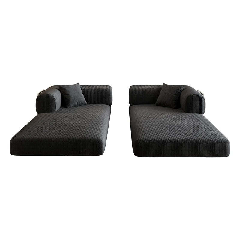 78.8' Compression Sofa,Convertible Floor Sofa Bed-with Pillow Back Support Armrest,Comfy Futon Couch Sleeper Bed,Loveseats Boneless Modular Sectional Sofa,Corduroy fabric,for Living Room,Bedroom,Black by HouseOfZazla