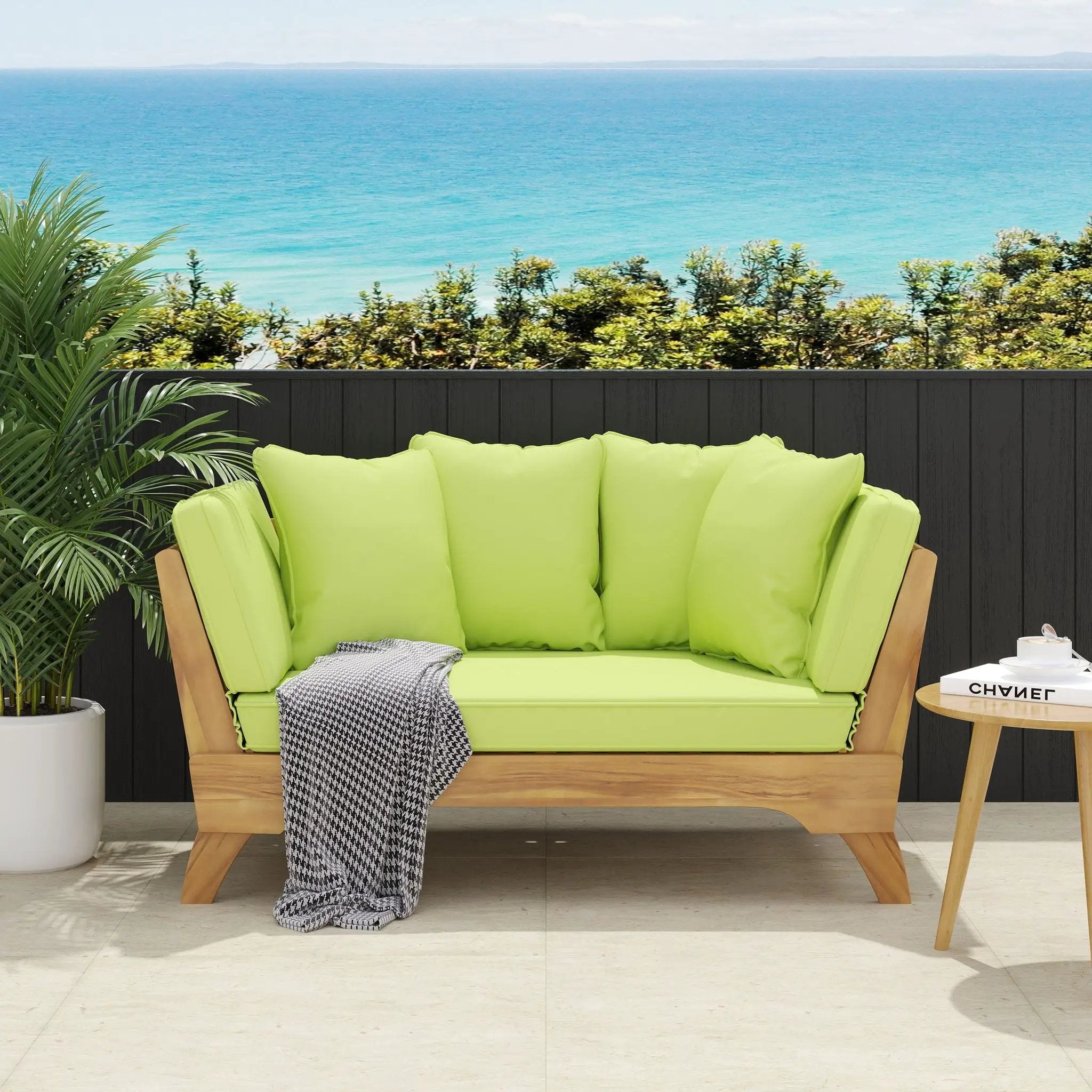 Outdoor Acacia Wood Expandable Daybed With Cushions by HouseOfZazla