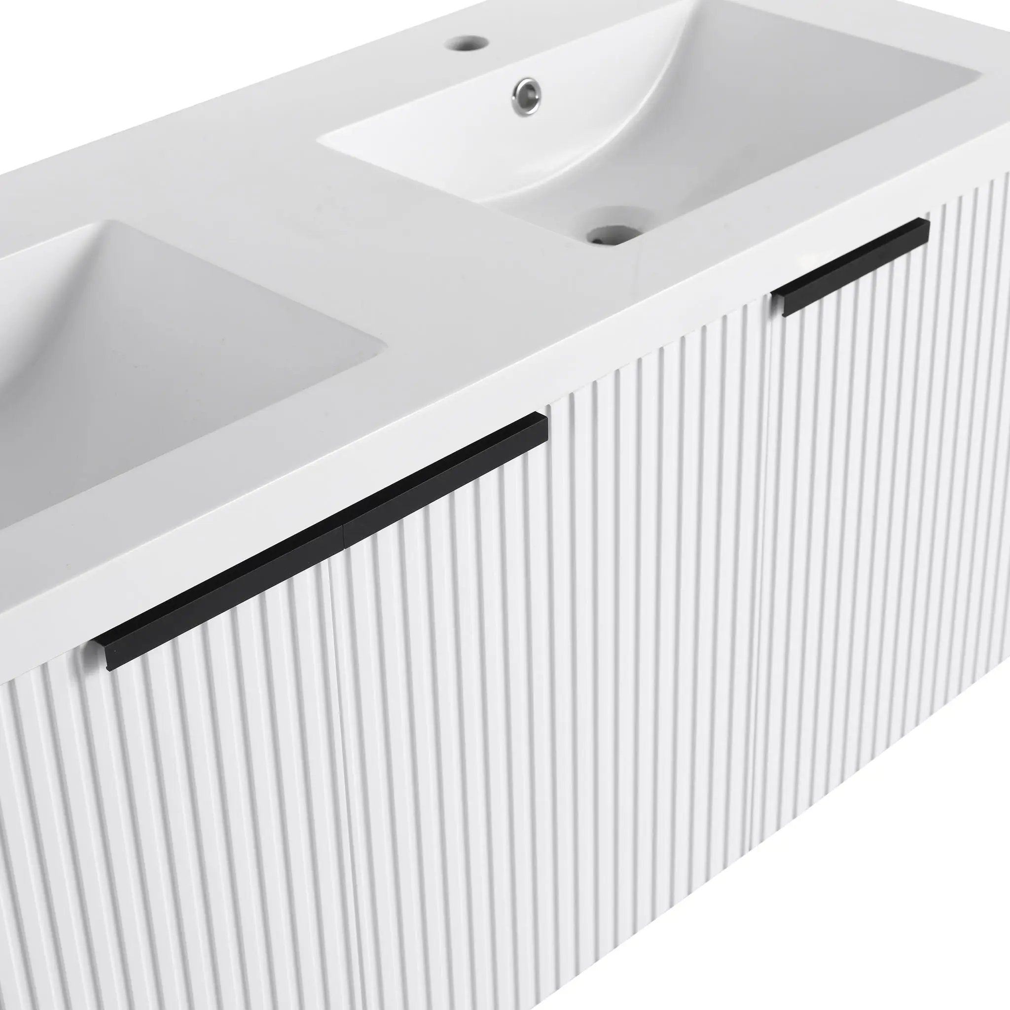 Contemporary Wall Mounted Bathroom Vanity With Resin Double Sink by HouseOfZazla