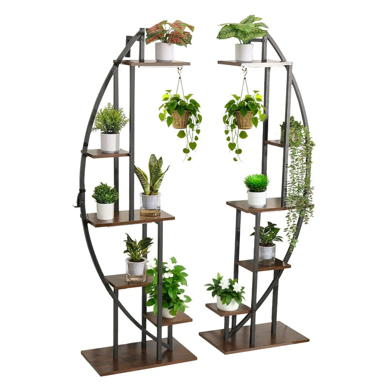 63-Inch Tall 6-Tier Indoor Plant Stand with Grow Lights (2-Pack) by HouseOfZazla