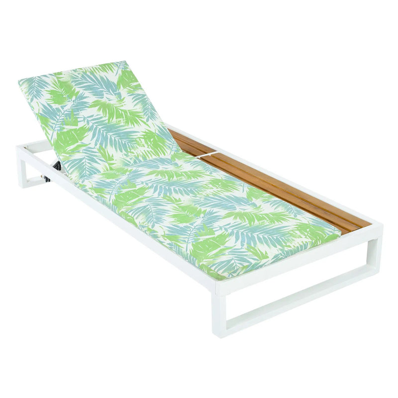 White Iron & Teak Finish Chaise Lounge Set by HouseOfZazla