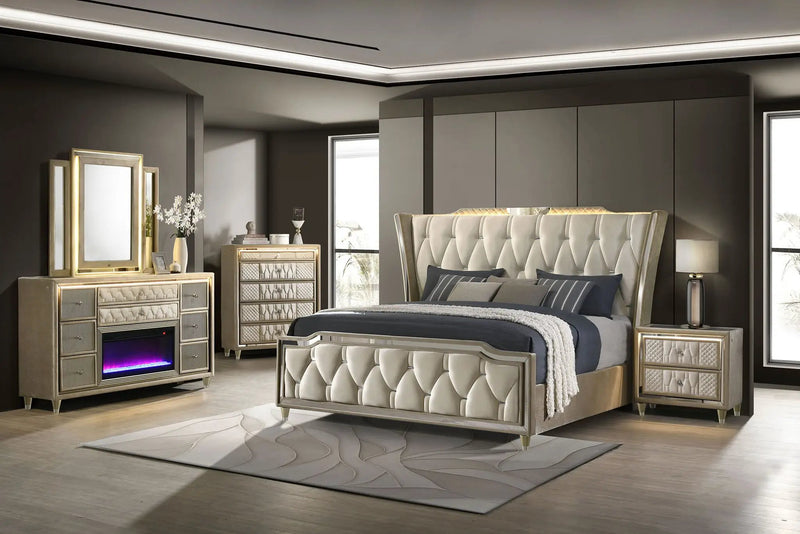 Lorient 5-piece Queen Bedroom Set Ivory and Camel by Unique Piece Furniture