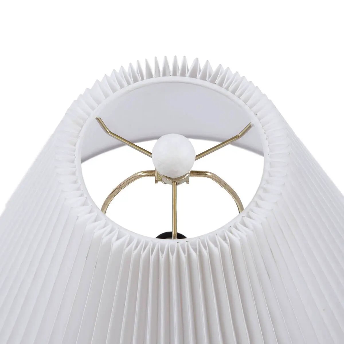 Textured Ceramic Table Lamp with Fluted Fabric Shade - White by HouseOfZazla