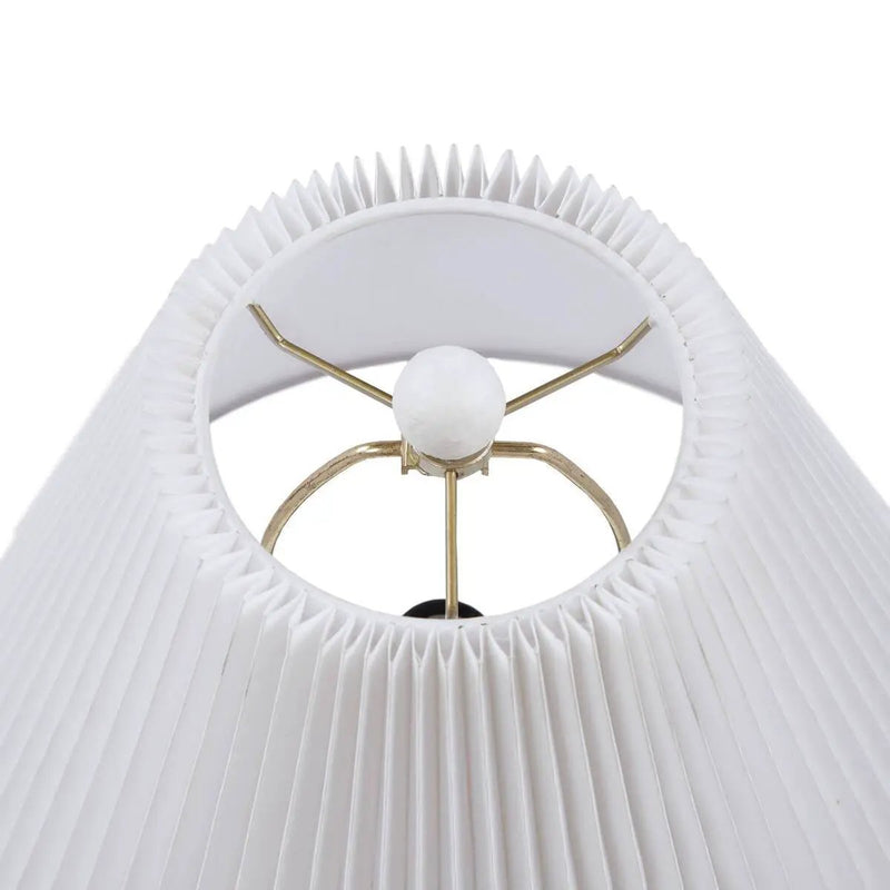 Textured Ceramic Table Lamp with Fluted Fabric Shade - White by HouseOfZazla
