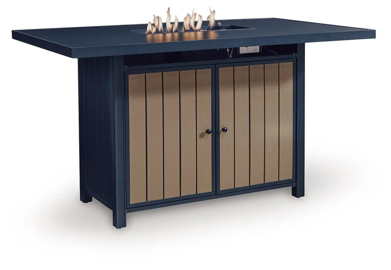 East Beach - Rectangular Bar Table With Fire Pit - Blue by Unique Piece Furniture