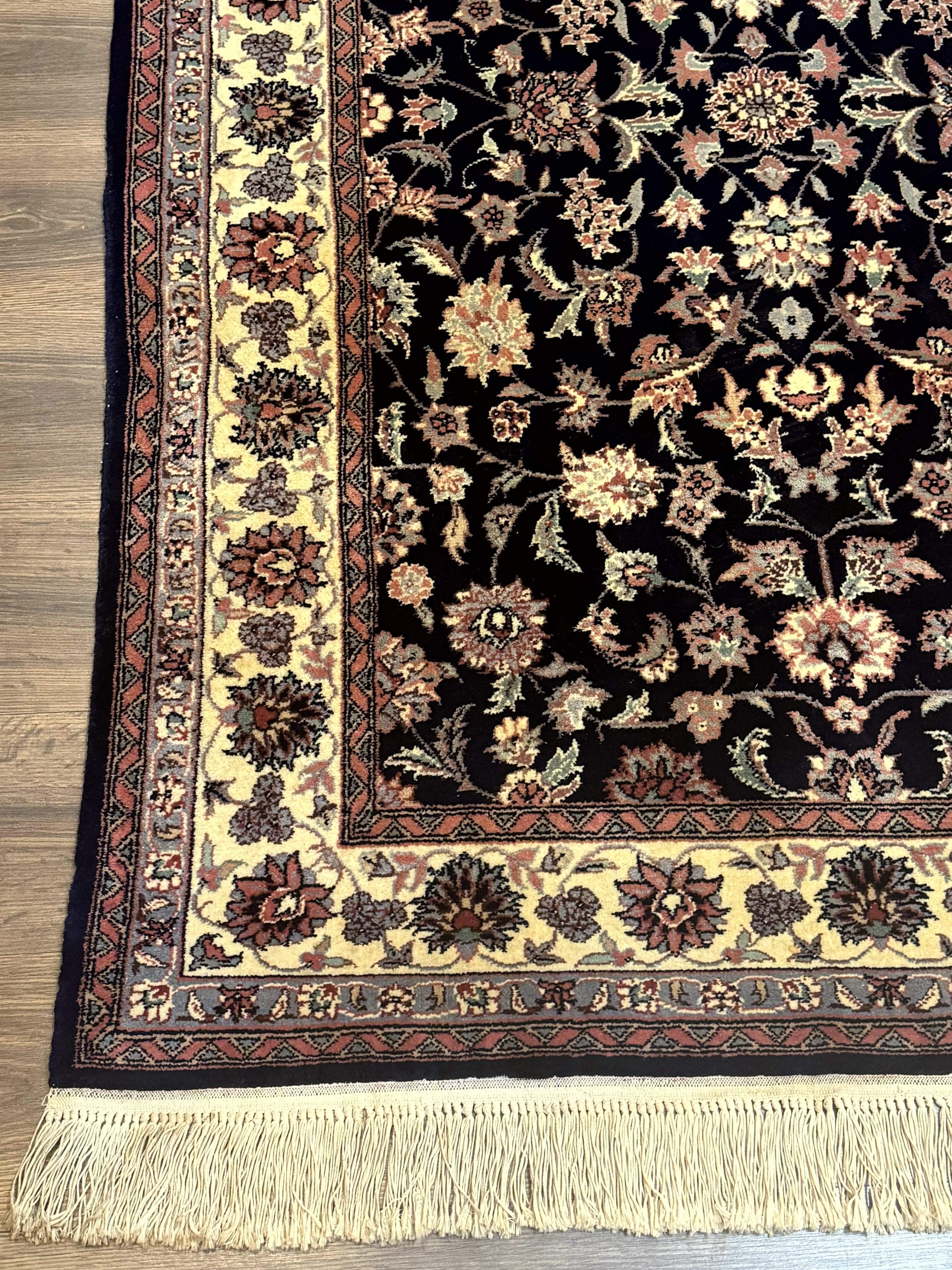 Sino Persian Rug 4x6, Navy Blue and Cream, Floral Allover Oriental Carpet by Jewel Rugs
