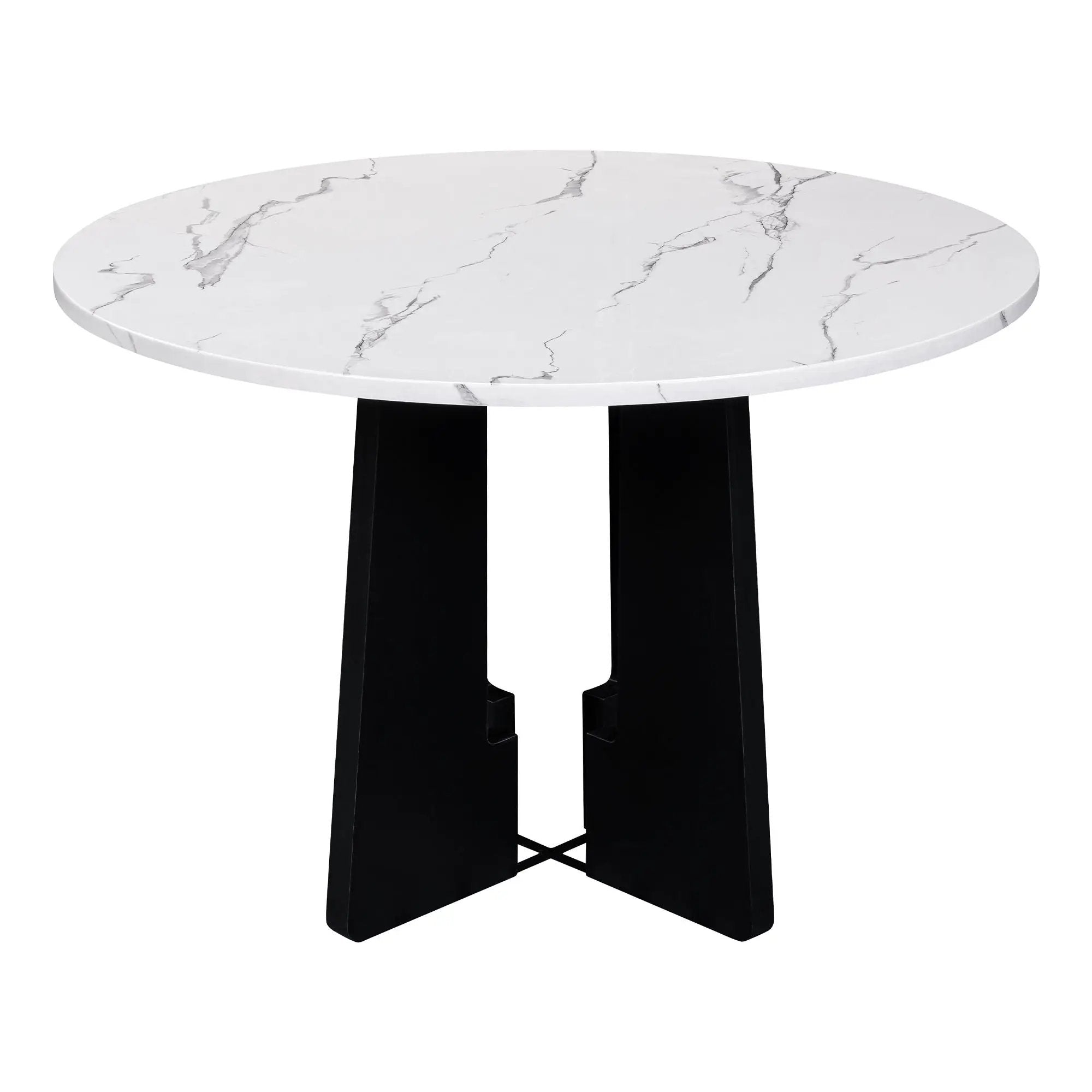5 Piece Round Dining Table Set, Dining Table And 4 Upholstered Chairs For Dining Room, Kitchen Room, Living Room - White / Gray by HouseOfZazla