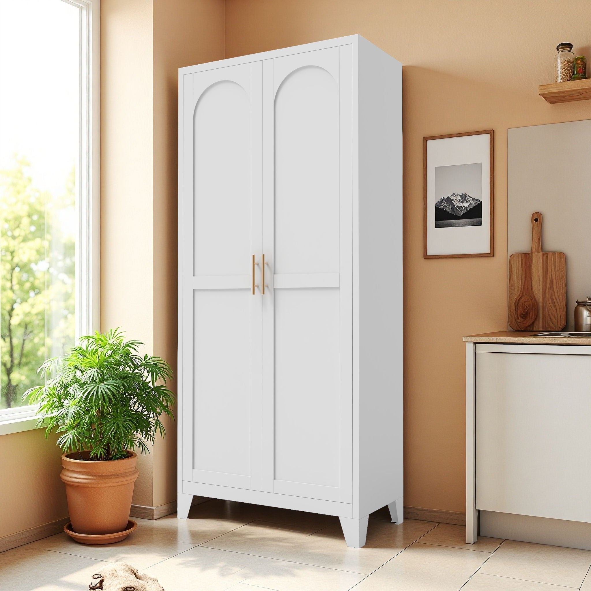 Shapely Doors Cabinet, Metal Storage Cabinet With Doors And Adjustable Shelves by Unique Piece Furniture
