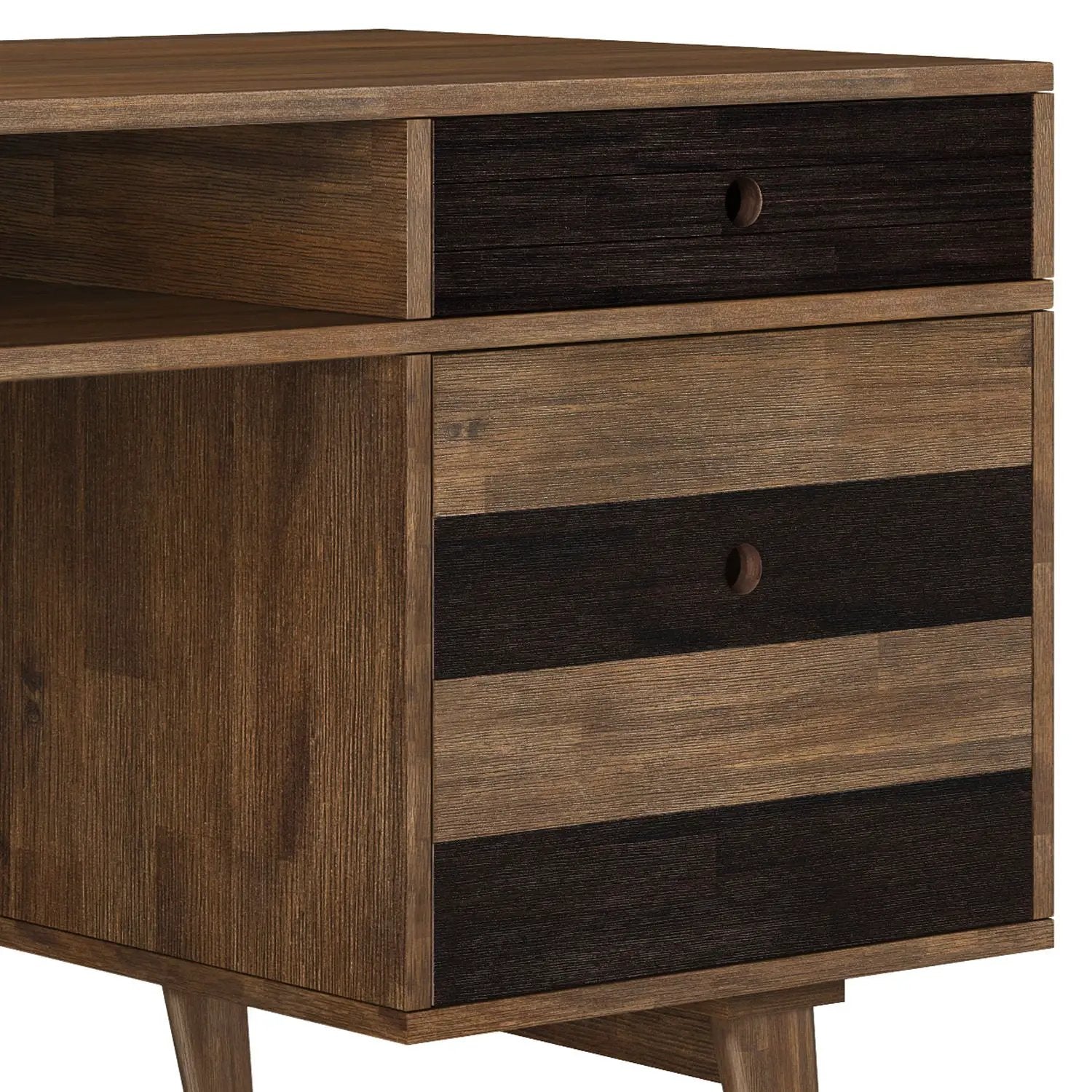 Clarkson - Desk With Side Drawers - Rustic Natural Aged Brown by Unique Piece Furniture