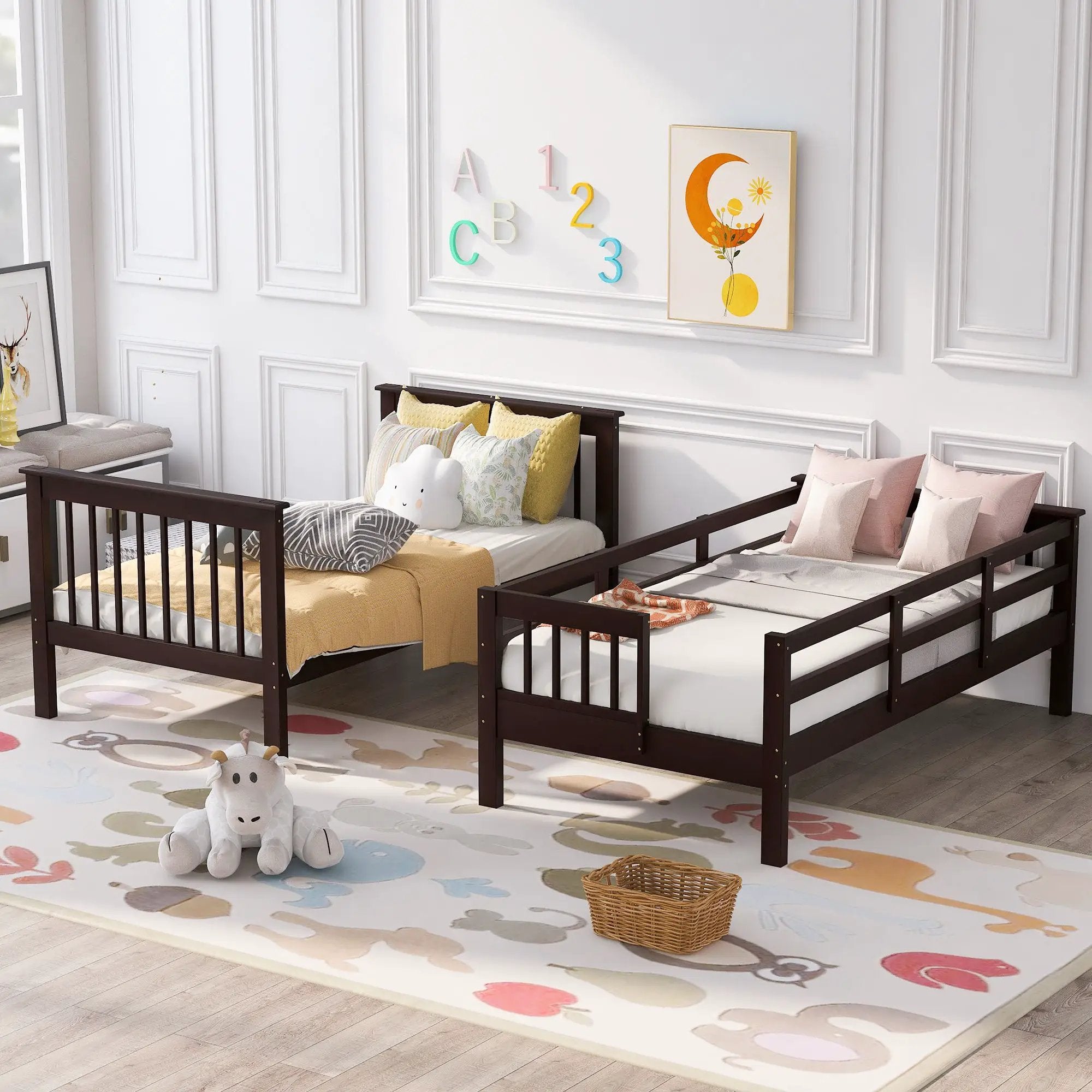 Stairway Bunk Bed With Storage And Guard Rail For Bedroom by HouseOfZazla