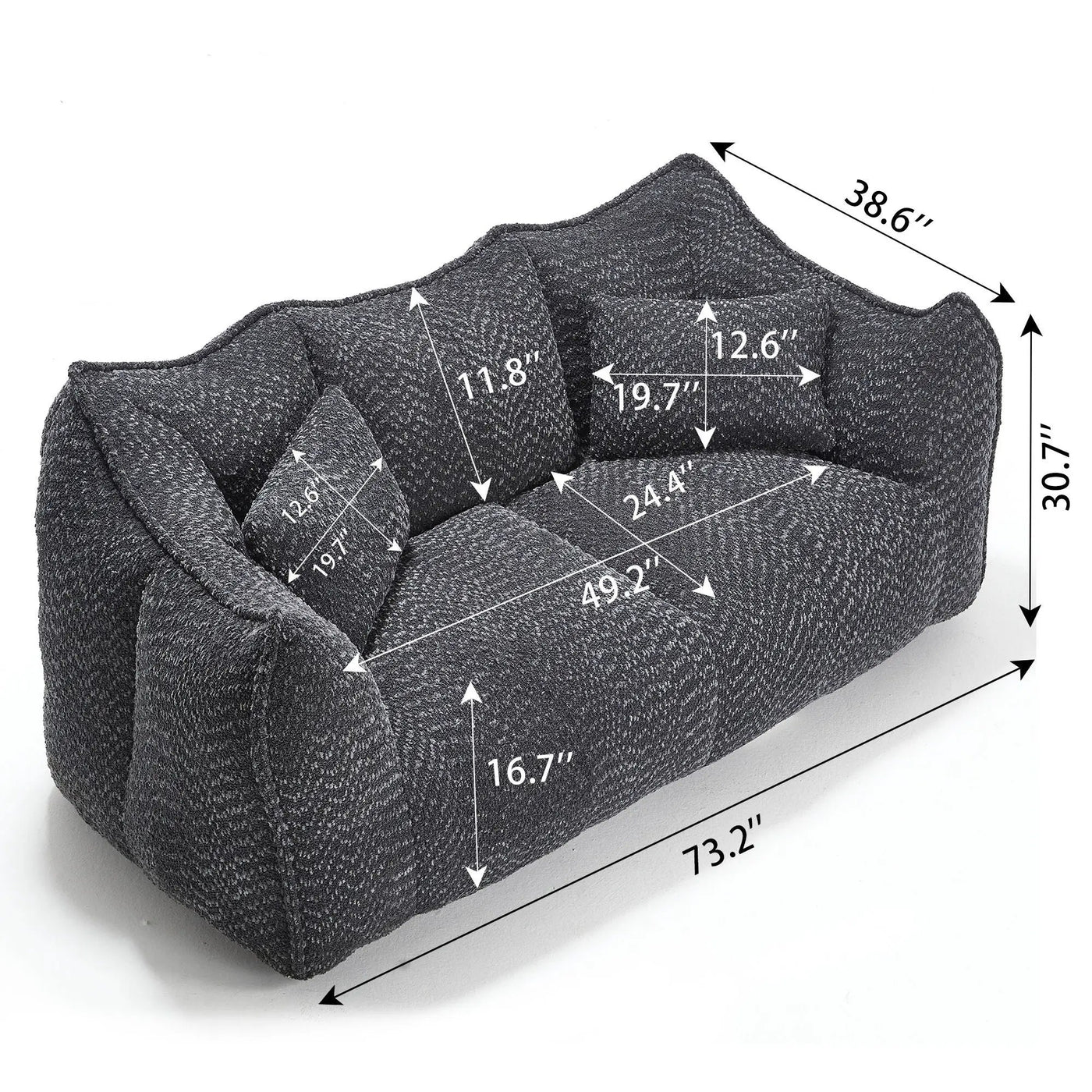 Comfortable Dual Beanbag Chair With High Resilience Foam Core For 2 People by Unique Piece Furniture