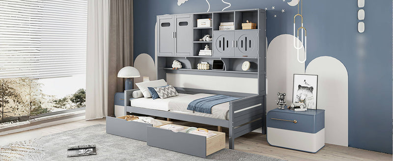 Daybed With All-In-One Cabinet And Shelf by HouseOfZazla