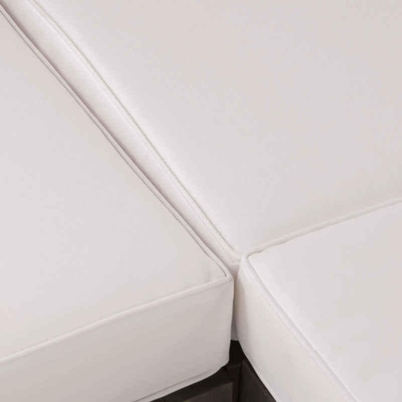 OANA Outdoor Wooden Sectional Set with Cushions, White by HouseOfZazla