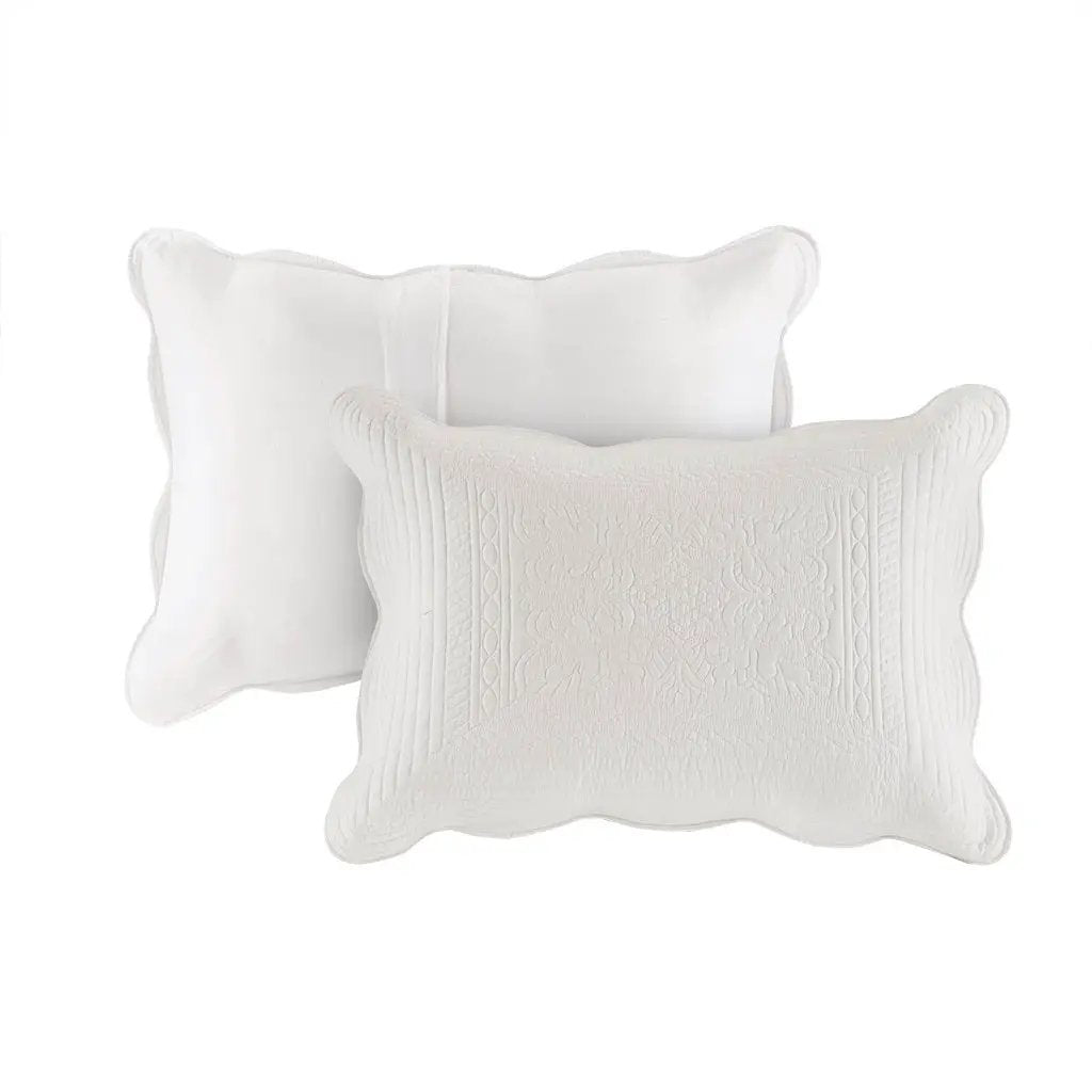 3 Piece Reversible Scalloped Edge Quilt Set White Full/Queen by HouseOfZazla
