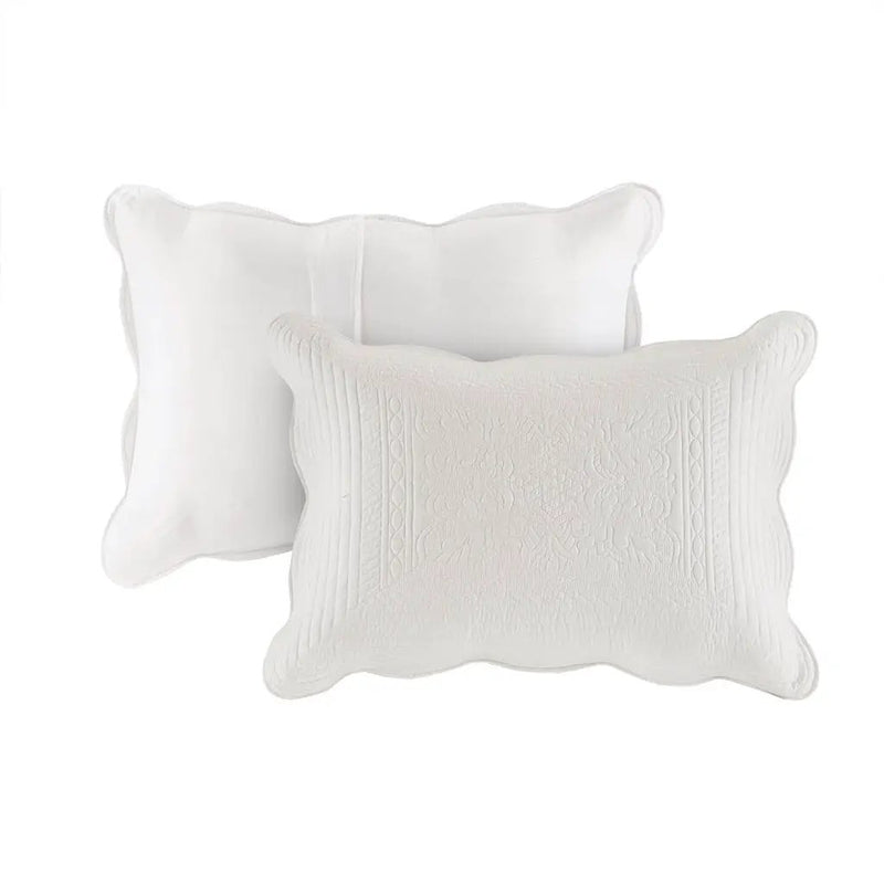 3 Piece Reversible Scalloped Edge Quilt Set White Full/Queen by HouseOfZazla