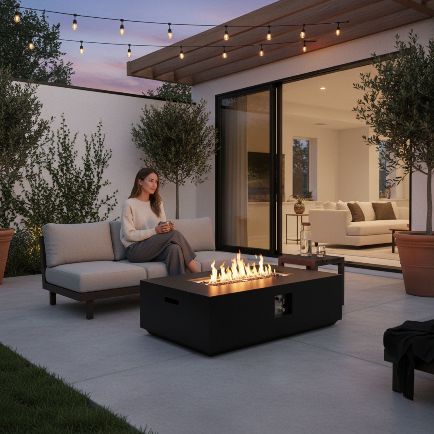 Propane / Natural Gas Fire Pit Table, 50,000 BTU - Charcoal by HouseOfZazla