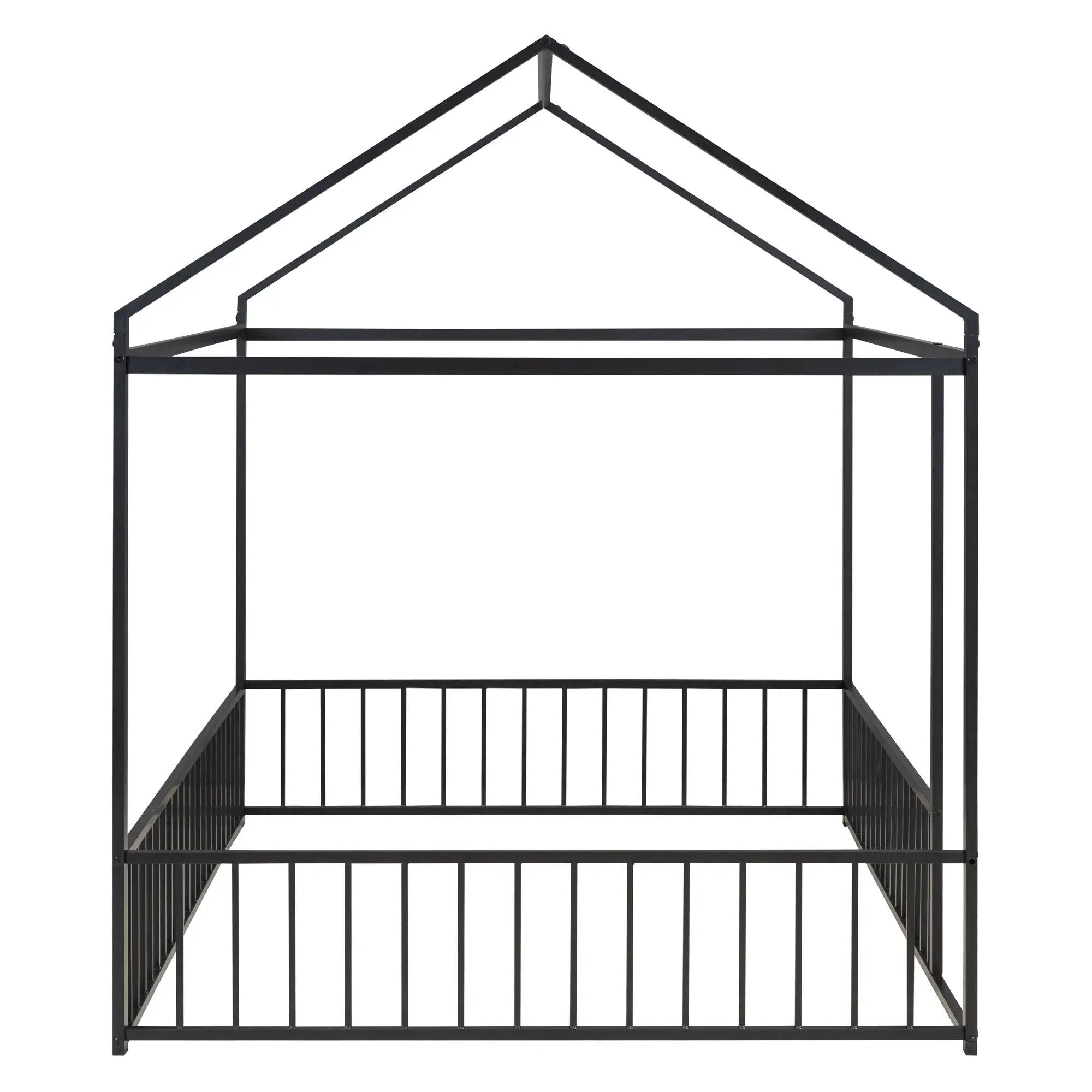 Metal Bed House Bed Frame With Fence by HouseOfZazla