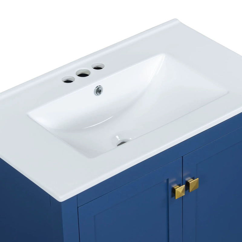 Bathroom Vanity With Single Sink, Combo Cabinet Undermount Sink, Bathroom Storage Cabinet With Two Doors And A Drawer, Soft Closing, Multifunctional Storage, Solid Wood Frame by HouseOfZazla