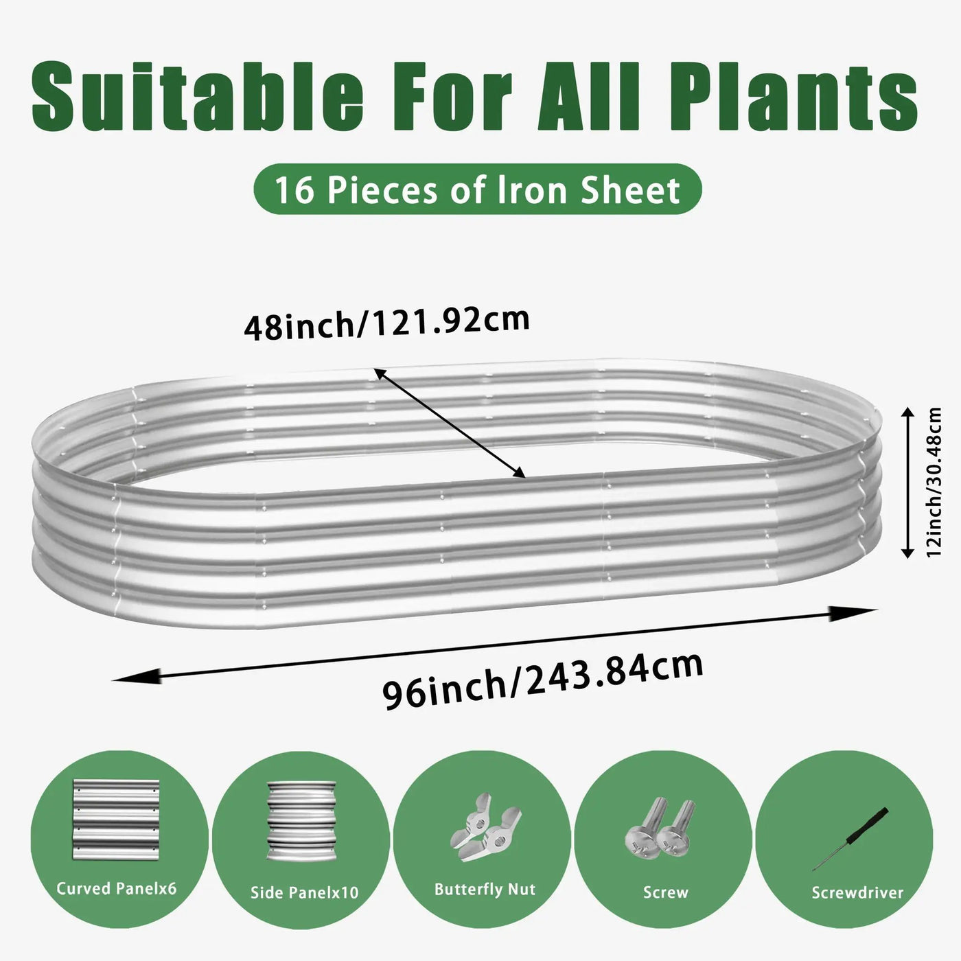 Heavy Duty Galvanized Raised Garden Bed Kit For Vegetables, Flowers & Herbs by HouseOfZazla