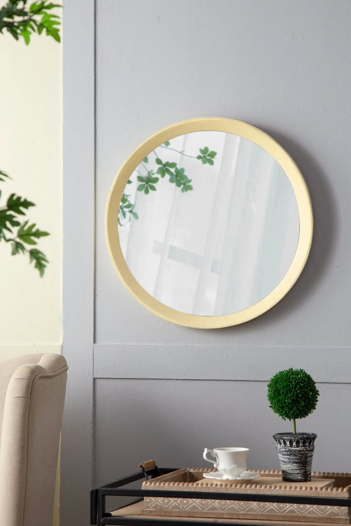 Transitional Decor Style Wall Mirror Decor With Frame For Bathroom by HouseOfZazla