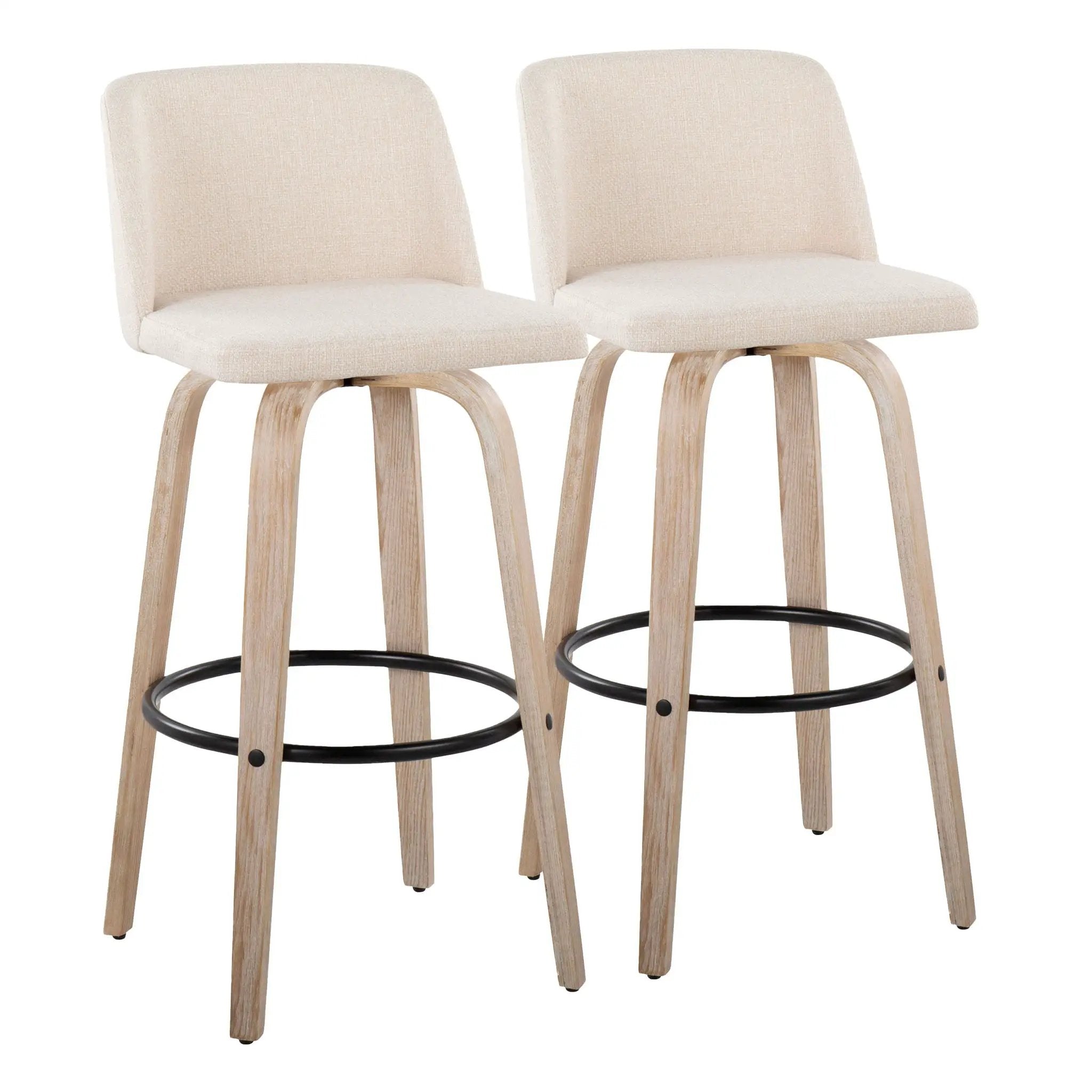 Toriano - Mid-Century Modern Fixed Height BarStool With Round Footrest (Set of 2) by HouseOfZazla