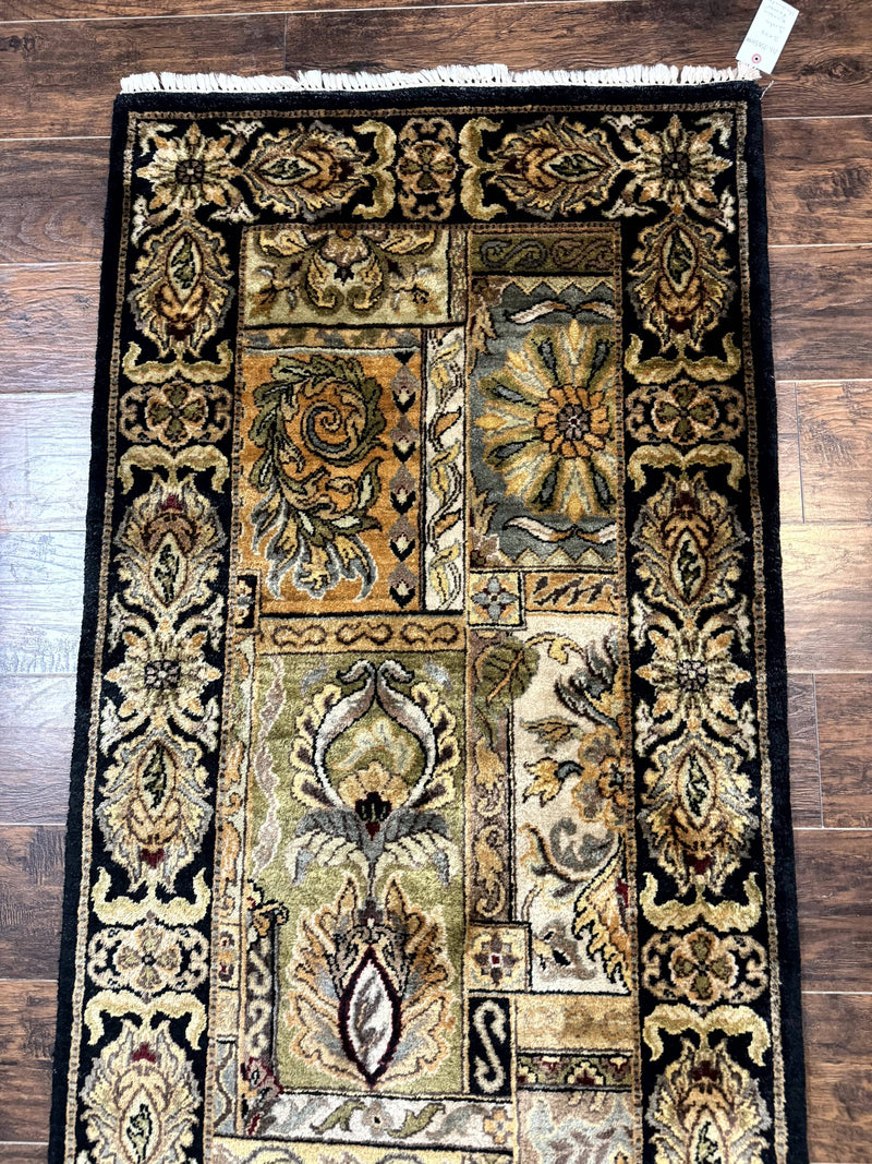 Indian Runner Rug 3x14, Panel Design, Oriental Carpet for Hallway by Jewel Rugs
