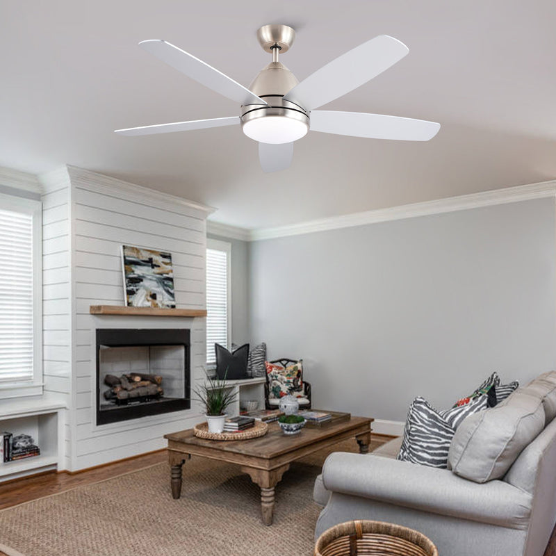 52 in. Indoor Brushed Nickel Ceiling Fan with Integrated LED Light Kit and Remote by HouseOfZazla