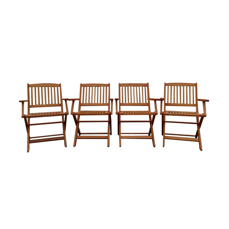 Foldable Patio Dining Set With 4 Folding Chairs For Indoor And Outdoor Use - Teak by Unique Piece Furniture