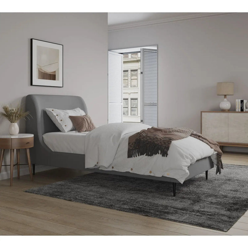 Twin Bed With Curved Headboard - Gray / Black by HouseOfZazla