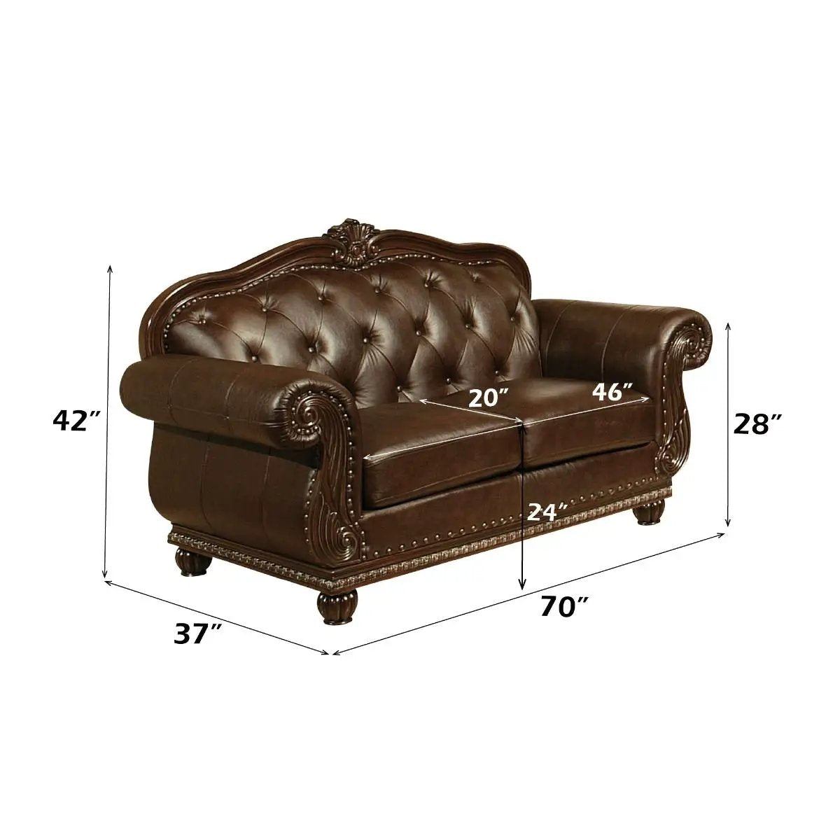 Anondale - Loveseat - Espresso Top Grain Leather Match & Cherry by Unique Piece Furniture