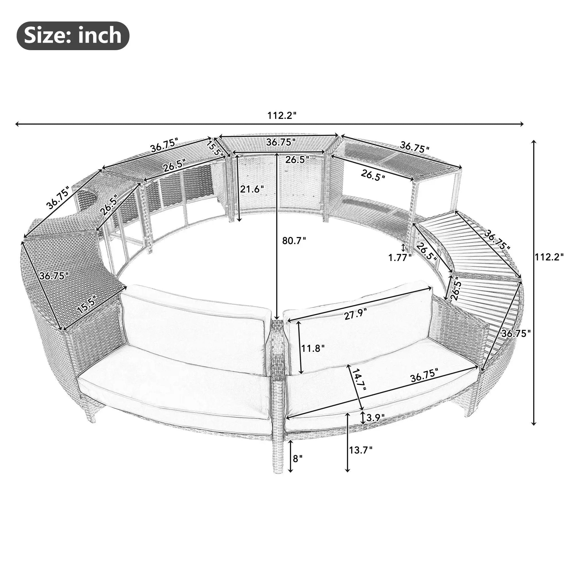 Spa Surround Spa Frame Patio Rattan Sofa Set With Storage Spaces, Mini Sofa And Comfortable Cushion For Patio, Backyard by Unique Piece Furniture