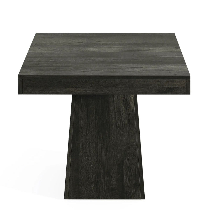 Square Dining Table For 4 With Thick Grain Top And Sturdy Pedestal Base - Gray