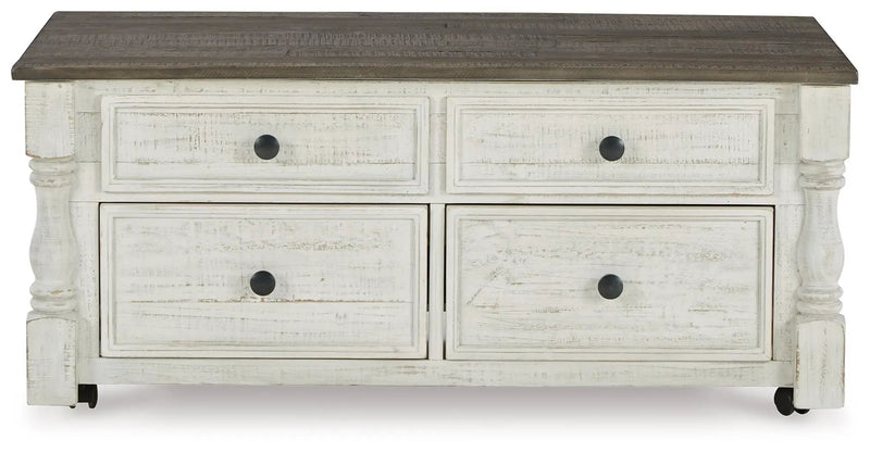 Havalance - Lift Top Cocktail Table with Storage Drawers - White / Gray by Unique Piece Furniture