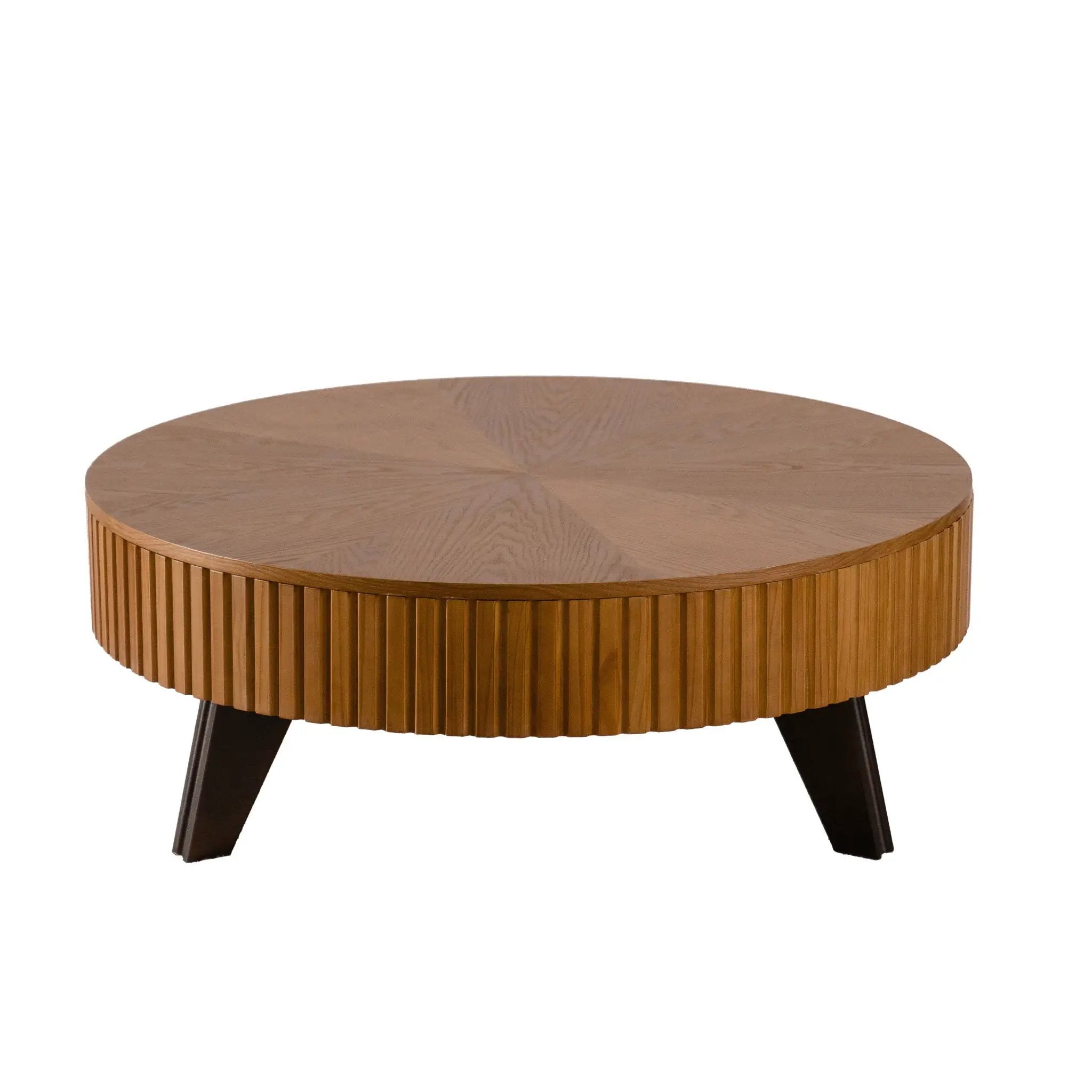 Round Retro Coffee With Solid Wood Legs by Unique Piece Furniture