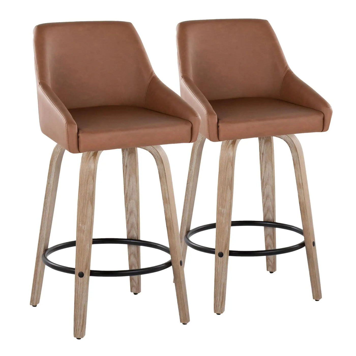 Hannah - Transitional Fixed Height Counter Stool With Swivel With Round Footrest (Set of 2) by HouseOfZazla