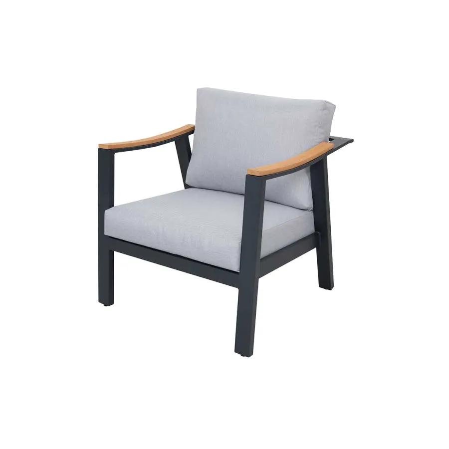 Nova 4-Piece Aluminum & Teak Sofa Set with Stationary Chairs by Outdoor-USA®