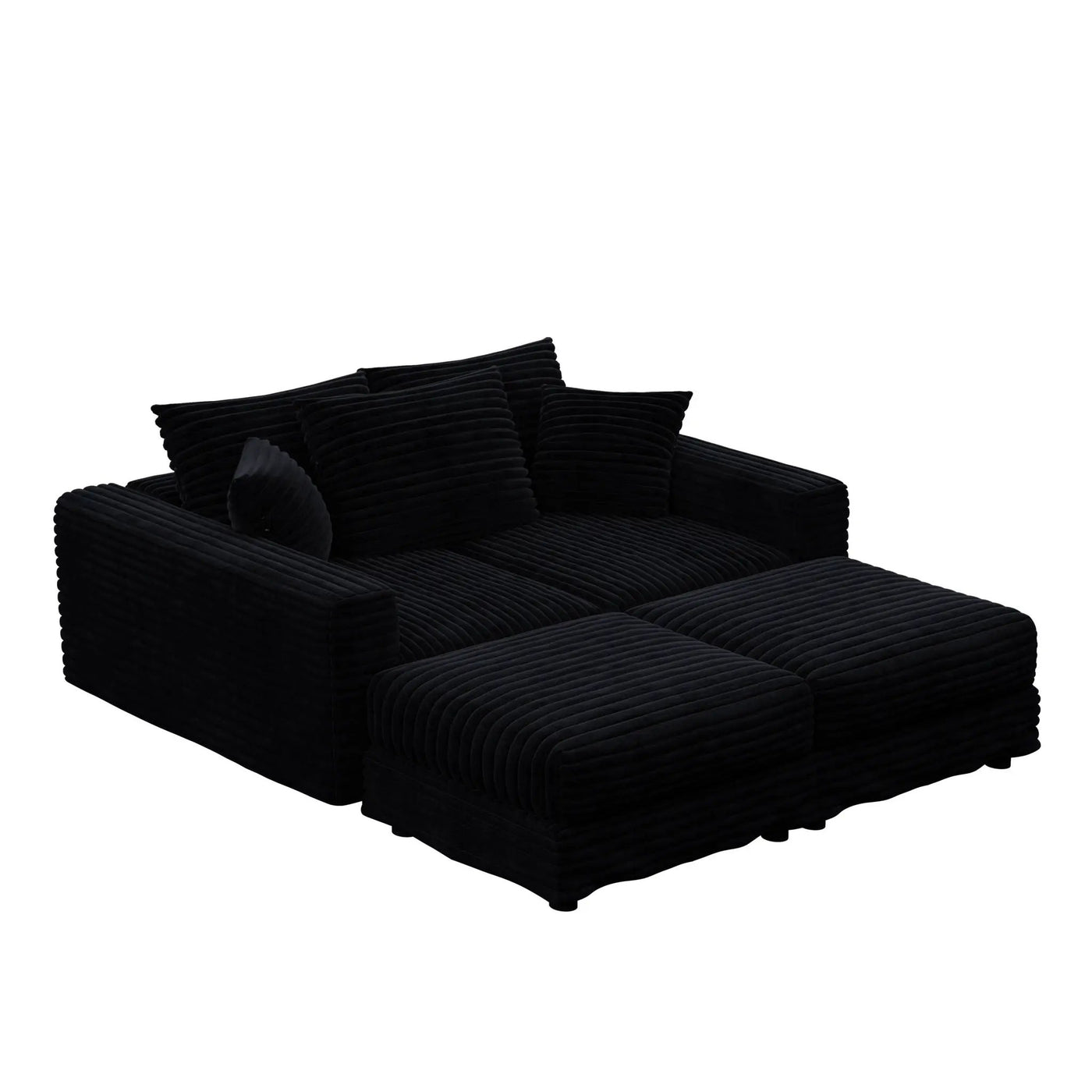 Deep Seat Convertible Sofa With Soft Pillows And Ottomans by HouseOfZazla