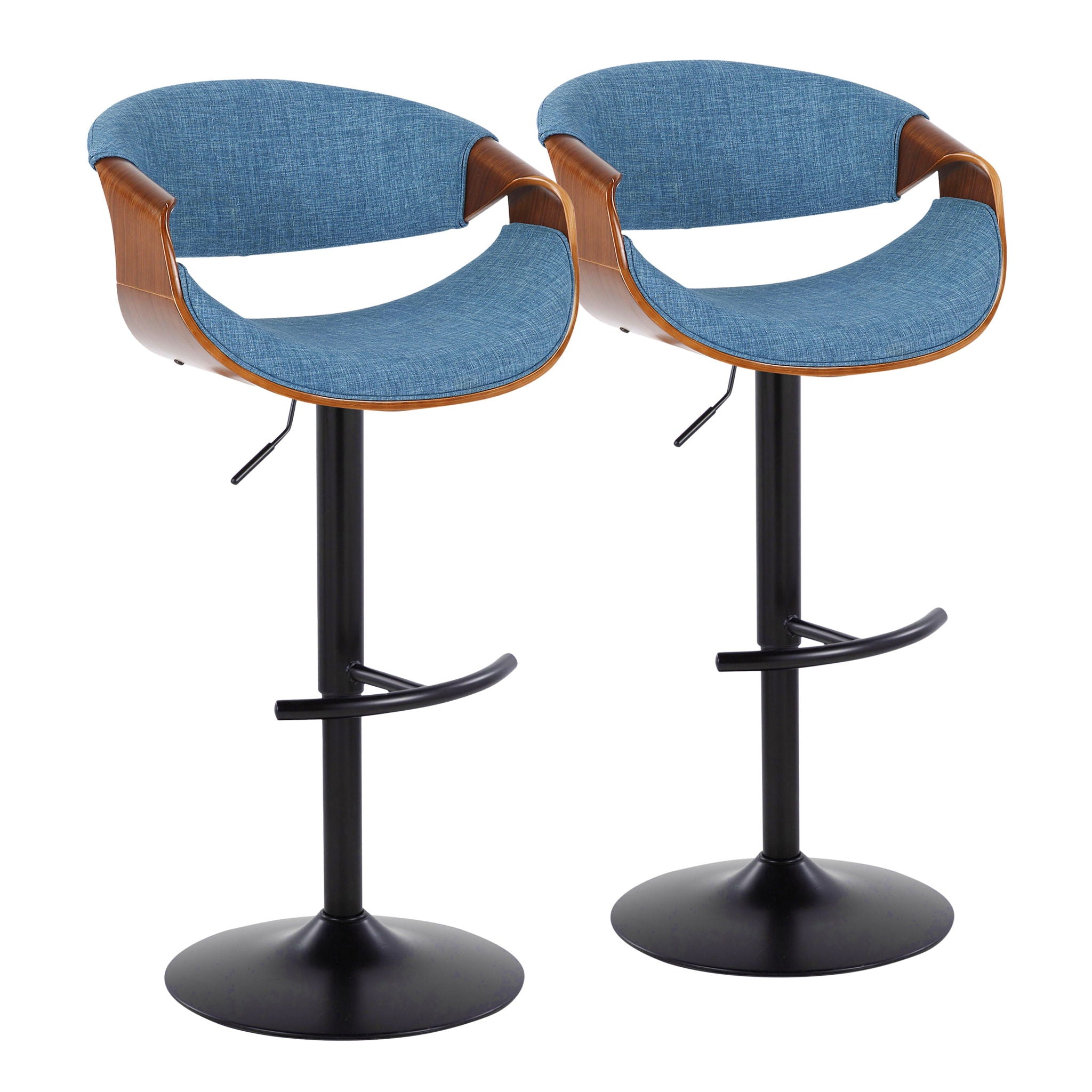 Curvo - Mid Century Modern Adjustable Barstool With Swivel & Rounded T Footrest (Set of 2) by Unique Piece Furniture