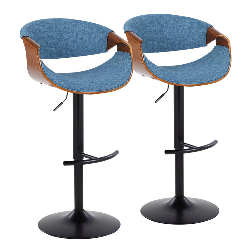 Curvo - Mid Century Modern Adjustable Barstool With Swivel & Rounded T Footrest (Set of 2) by Unique Piece Furniture