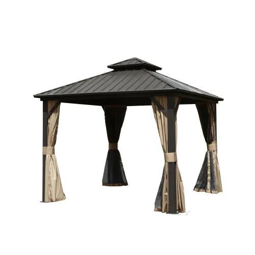 8' x 8' Hardtop Gazebo with Aluminum Frame and Double Roof Canopy by HouseOfZazla