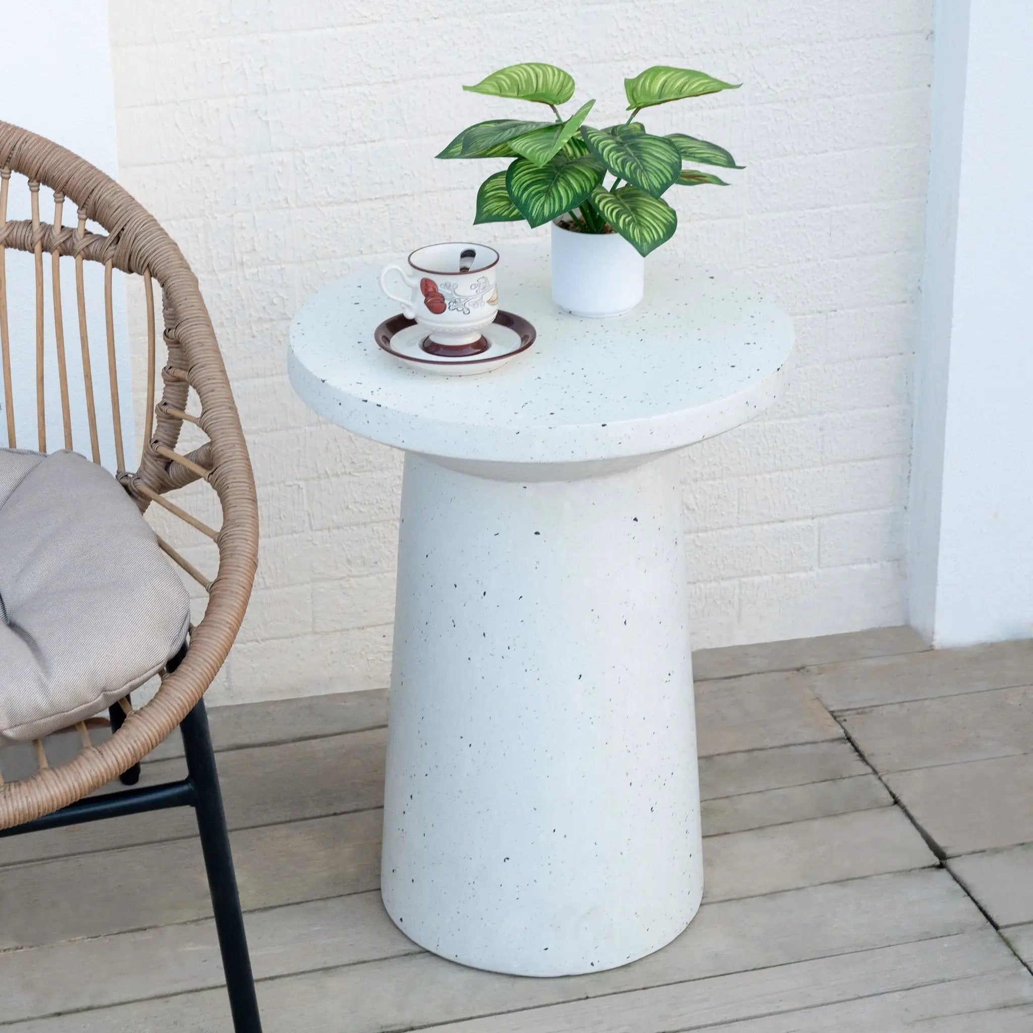 Terrazzo Outdoor Side Table - White by HouseOfZazla