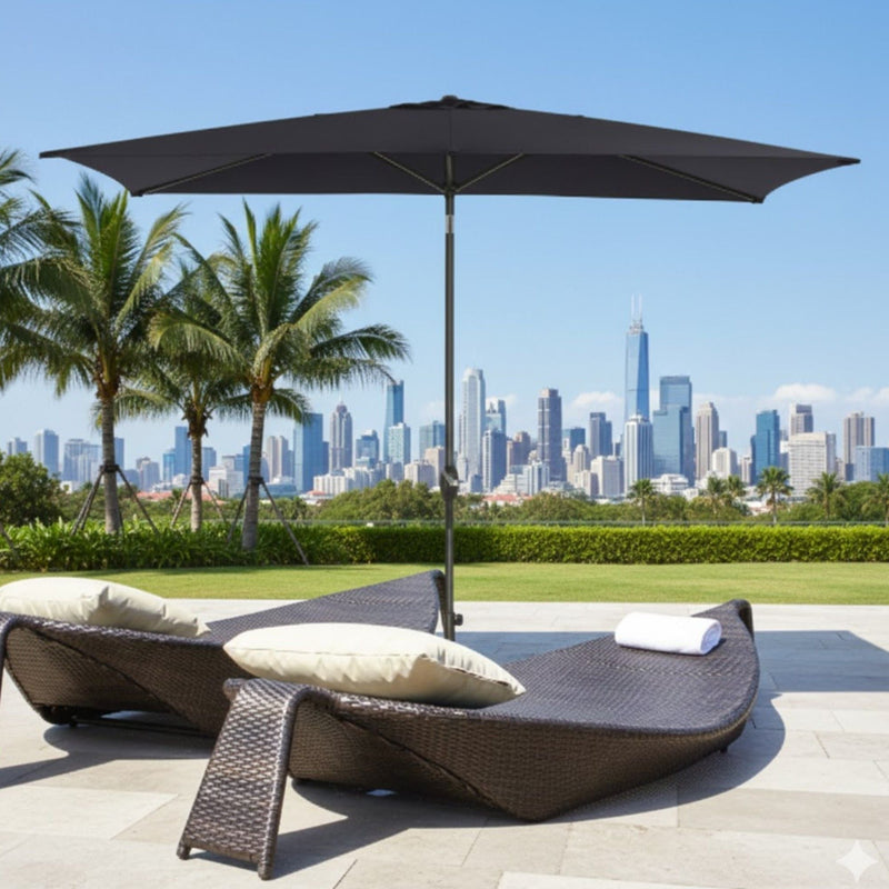 Rectangular Patio Umbrella With Crank Tilt, Polyester UV-Resistant Canopy by HouseOfZazla