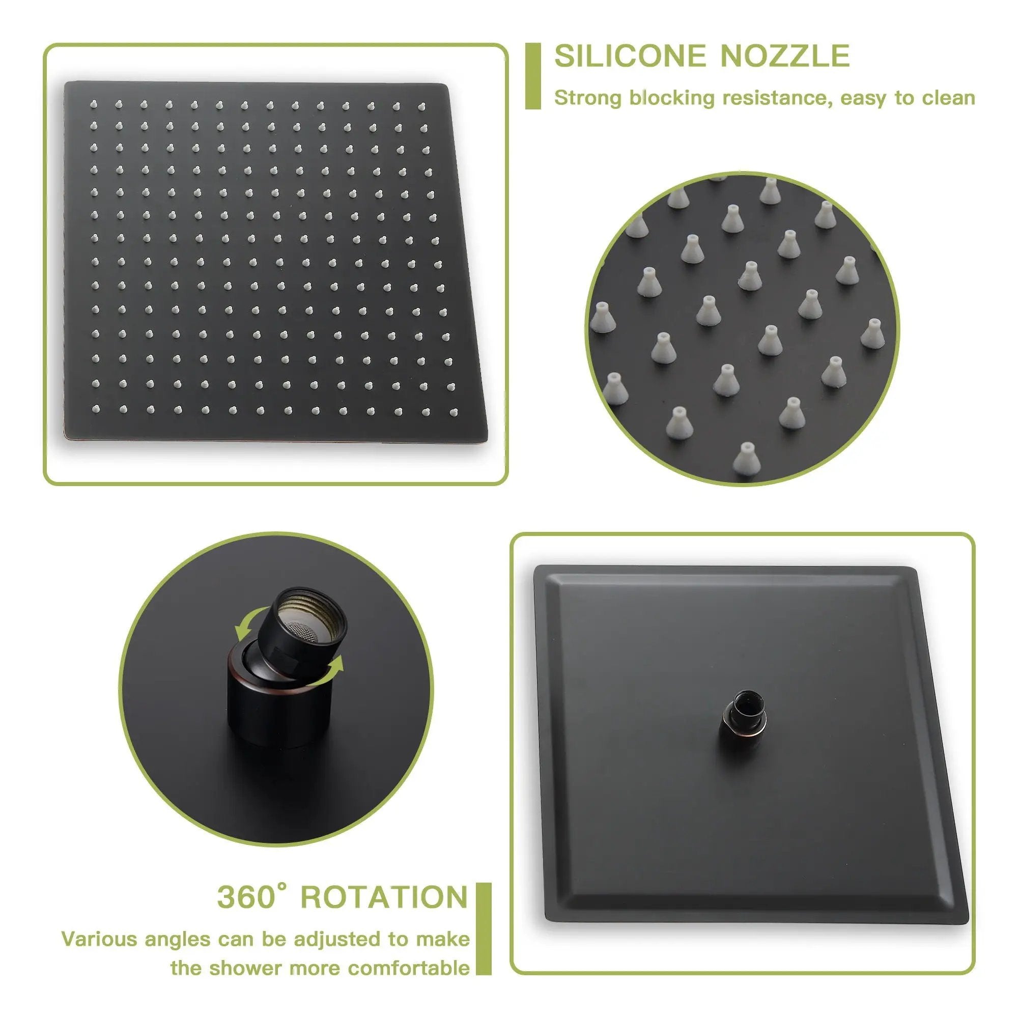 Dual Shower Head 16" Ceiling Mount Square Shower System With Rough In Valve