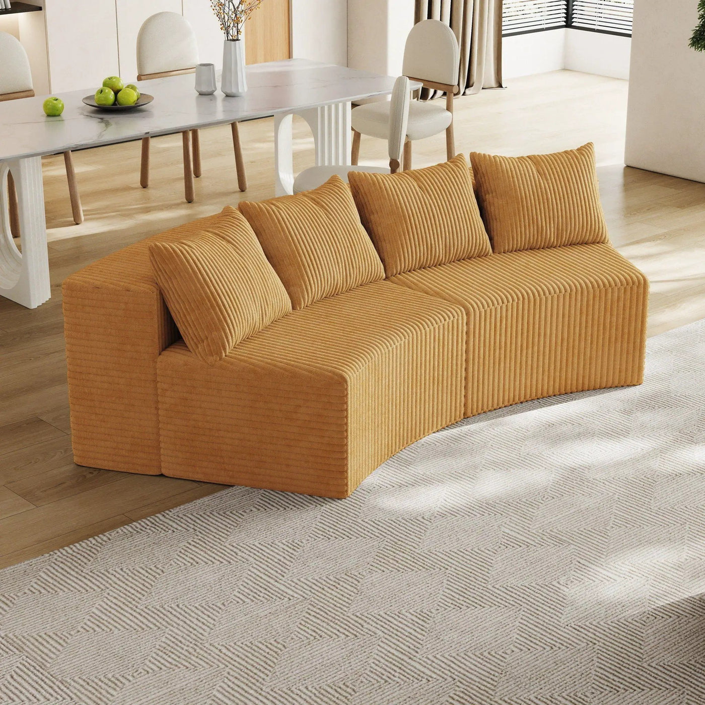 Curved Sectional Sofa With 4 Pillows, Modular Semi Circular Design by HouseOfZazla