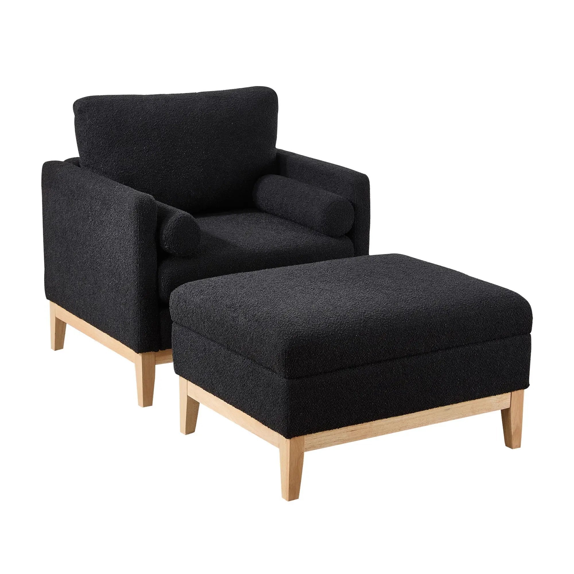 Oversized 360 Degree Swivel Barrel Accent Chair And Ottoman Set With Storage by Unique Piece Furniture