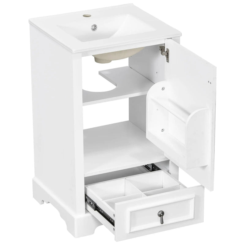 Bathroom Vanity With Sink, Soft Close Door, Adjustable U-Shaped Shelf